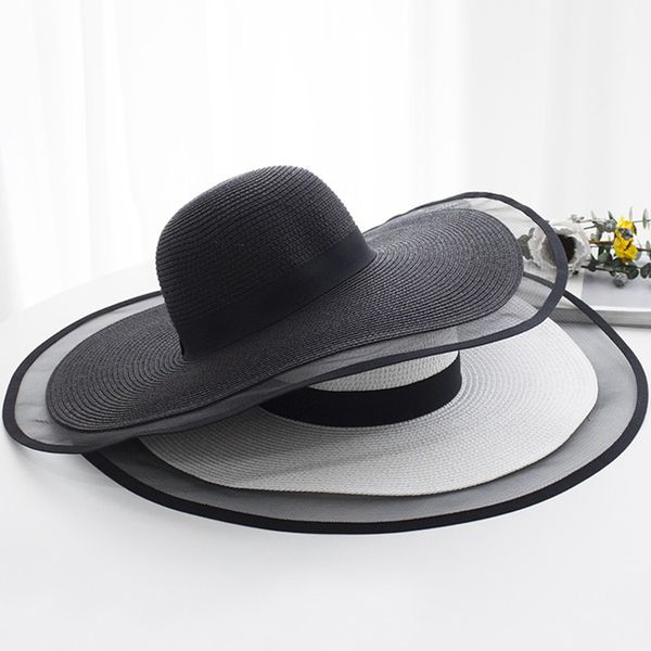 15cm wide brim straw hat lace beach hats women fashion ladies summer new 2020 uv protection foldable sun shade cap sunhat, Blue;gray
15cm wide brim straw hat lace beach hats women fashion ladies summer new 2020 uv protection foldable sun shade cap sunhat, Blue;gray