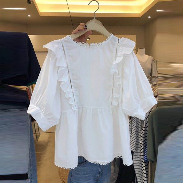 korean east gate shirt women's korean style shirtdoll shirtloose round neck summer short sleeve doll shirt ruffled lace, White
korean east gate shirt women's korean style shirtdoll shirtloose round neck summer short sleeve doll shirt ruffled lace, White