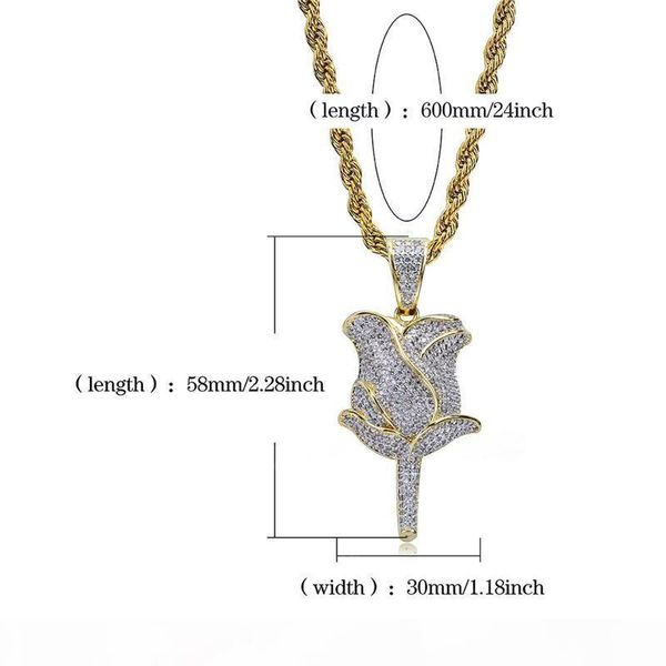mens women necklace gold silver colors full cz rose pendant necklace with 24inch rope chain for men gift
mens women necklace gold silver colors full cz rose pendant necklace with 24inch rope chain for men gift