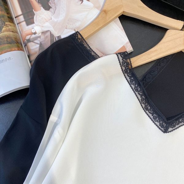 7wofe contrast color stitching temperament coat t-shirt v-neck 16 real silk women's short sleeve t-shirt loose korean version tx05, White
7wofe contrast color stitching temperament coat t-shirt v-neck 16 real silk women's short sleeve t-shirt loose korean version tx05, White
