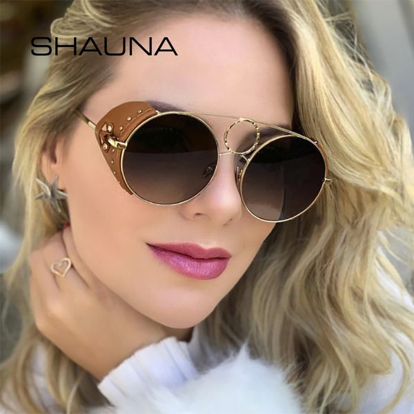 shauna luxury pu leather punk sunglasses women retro rivet round steampunk glasses men, White;black
shauna luxury pu leather punk sunglasses women retro rivet round steampunk glasses men, White;black