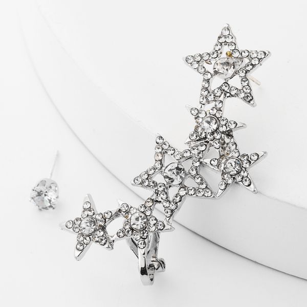 korean fashion multi-layer diamond rhinestone five-pointed star asymmetric earrings and earmuffs simple earmuffs, Golden
korean fashion multi-layer diamond rhinestone five-pointed star asymmetric earrings and earmuffs simple earmuffs, Golden