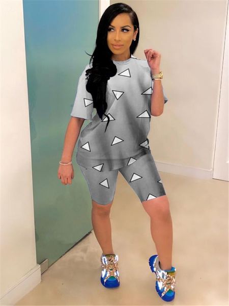women's tracksuits triangle printed women summer clothes sets short sleeve t-shirt high waist female bodycon outfits, Gray
women's tracksuits triangle printed women summer clothes sets short sleeve t-shirt high waist female bodycon outfits, Gray