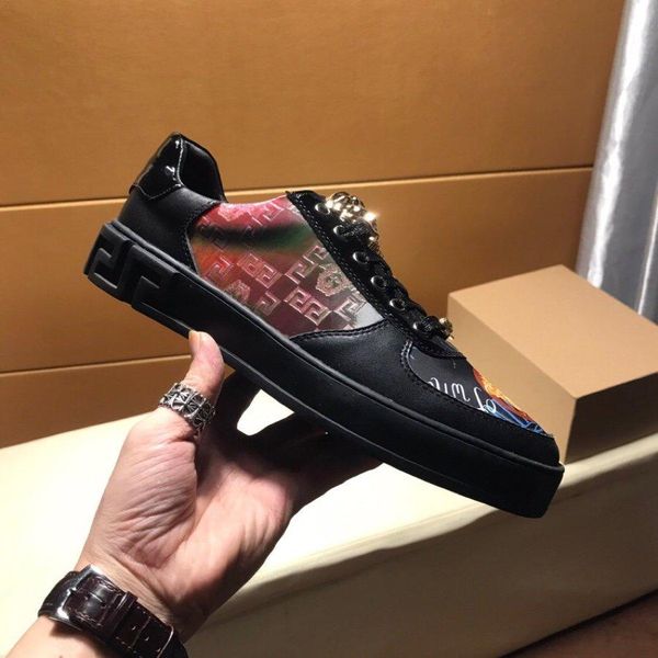 2020z high-end medusa embroidery and color matching men's leather casual low-sneakers, large size fashion lace-up sneakers, size: 3, Black
2020z high-end medusa embroidery and color matching men's leather casual low-sneakers, large size fashion lace-up sneakers, size: 3, Black