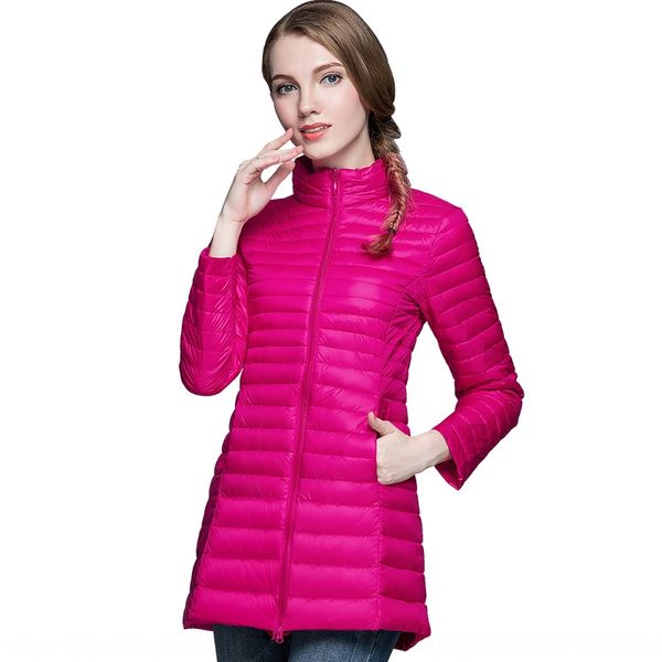 women's coat down jacket autumn thin down jacket korean style slim women's mid-length large size stand collar coat, Black 
women's coat down jacket autumn thin down jacket korean style slim women's mid-length large size stand collar coat, Black