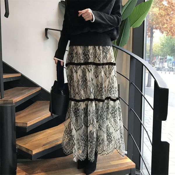 lace patchwork sweet irregular mesh 2020 vintage loose all match brief office lady casual chic high waist elegance skirts, Black
lace patchwork sweet irregular mesh 2020 vintage loose all match brief office lady casual chic high waist elegance skirts, Black