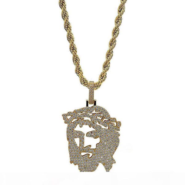 18k gold plated cz zirconia full diamond hollowed christian jesus portrait pendant necklace twist chain hip hop jewelry for men and women, Silver
18k gold plated cz zirconia full diamond hollowed christian jesus portrait pendant necklace twist chain hip hop jewelry for men and women, Silver