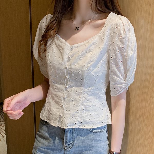 summer 2020 korean style all-match slim slim hollow design short sleeve shirt sweet shirt women's wear, White
summer 2020 korean style all-match slim slim hollow design short sleeve shirt sweet shirt women's wear, White