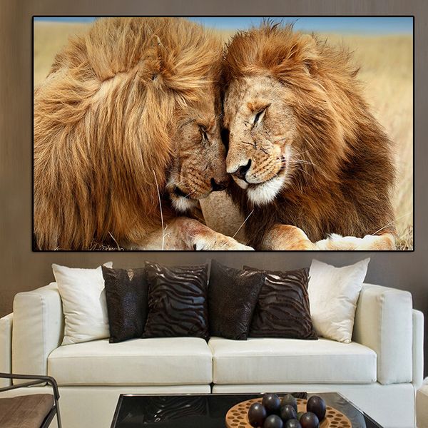 two lion wild animals landscape oil painting on canvas posters and prints wall art picture for living room cuadros home decor
two lion wild animals landscape oil painting on canvas posters and prints wall art picture for living room cuadros home decor