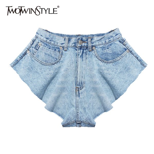 twotwinstyle casual ruffle denim shorts female high waist wide leg shorts trousers women fashion clothes 2020 spring summer tide, White;black
twotwinstyle casual ruffle denim shorts female high waist wide leg shorts trousers women fashion clothes 2020 spring summer tide, White;black