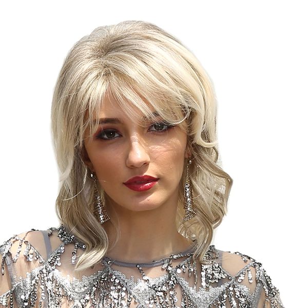 16'' women graceful blonde curly wig retro style wavy cosplay human hair wig, Black
16'' women graceful blonde curly wig retro style wavy cosplay human hair wig, Black