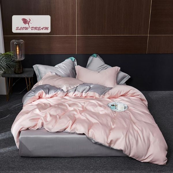 slowdream women pink 100% silk bedding set luxury double color duvet set cover pillwocase fitted sheet king bed linen
slowdream women pink 100% silk bedding set luxury double color duvet set cover pillwocase fitted sheet king bed linen