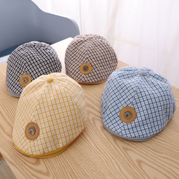 children's pure cotton plaid summer boy fashion personality handsome duck tongue beret female baby beret, Blue;gray
children's pure cotton plaid summer boy fashion personality handsome duck tongue beret female baby beret, Blue;gray