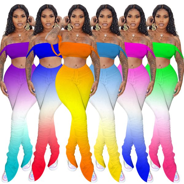 women's dye tie print 2 piece outfit bodycon tube crop and high waisted split hem long pants set party club wear, White 
women's dye tie print 2 piece outfit bodycon tube crop and high waisted split hem long pants set party club wear, White