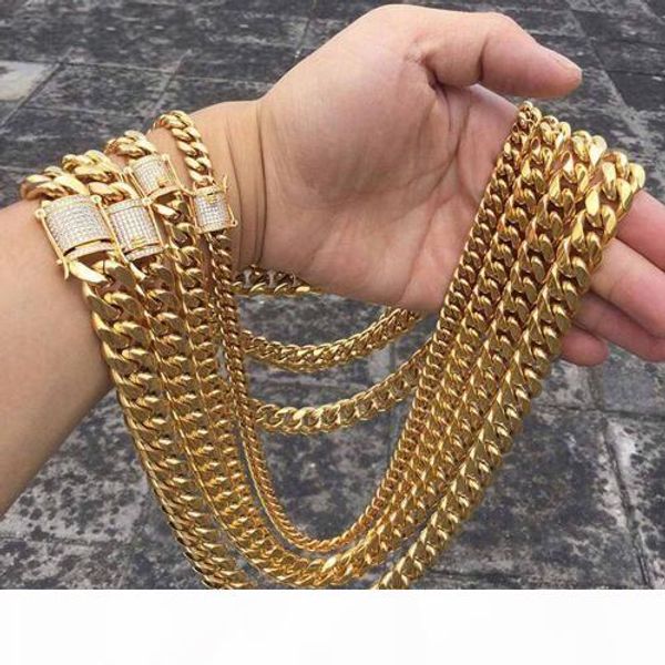 hip hop 10 14mm men cuban miami chain necklace stainless steel rhinestone clasp iced out gold silver casting chain necklaces
hip hop 10 14mm men cuban miami chain necklace stainless steel rhinestone clasp iced out gold silver casting chain necklaces