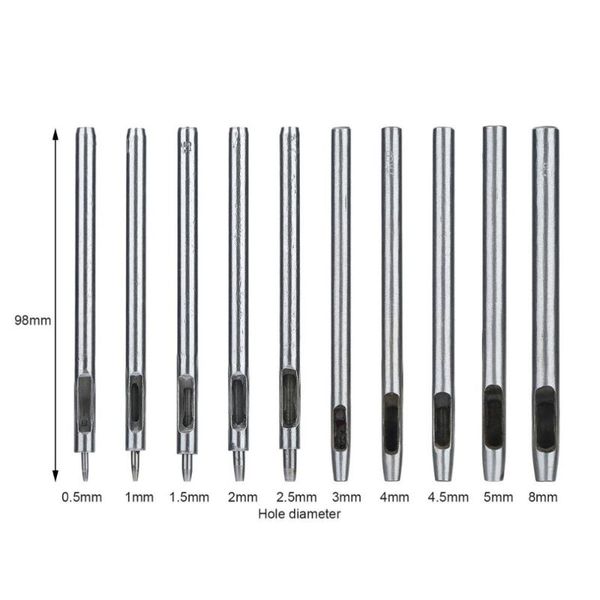 10pcs/set 0.5-8mm steel alloy punch leather tool high hardness hole craft set leather sewing hand tool diy quality wholesale
10pcs/set 0.5-8mm steel alloy punch leather tool high hardness hole craft set leather sewing hand tool diy quality wholesale