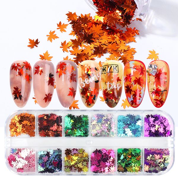 12 grids maple leaf manicure nail design glitter flakes red yellow multi-colored fall sequin gel polish nails accessory chfy-1, Silver;gold
12 grids maple leaf manicure nail design glitter flakes red yellow multi-colored fall sequin gel polish nails accessory chfy-1, Silver;gold