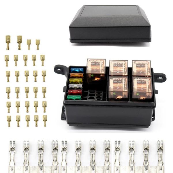 cross border 6-way fuse box electric relay with 6 of electric relay 12v vehicle fuse seat