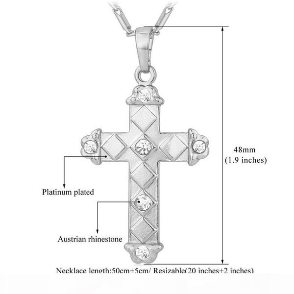 latin cross pendant platinum 18k real gold plated necklace for women men rhinestone cross necklace, Silver
latin cross pendant platinum 18k real gold plated necklace for women men rhinestone cross necklace, Silver