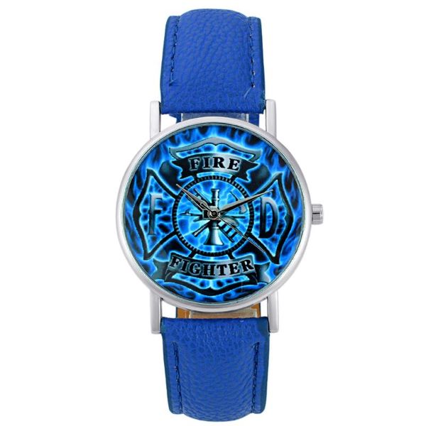 fashion united states fire fighter mens women quartz watch blue fire leather casual wristwatch, Slivery;brown
fashion united states fire fighter mens women quartz watch blue fire leather casual wristwatch, Slivery;brown