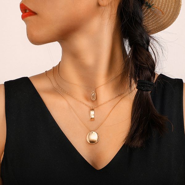 2021 new fashion alloy circle choker necklace multilayer gold chain necklace women beach necklace jewelry for girlfriend gift, Silver
2021 new fashion alloy circle choker necklace multilayer gold chain necklace women beach necklace jewelry for girlfriend gift, Silver