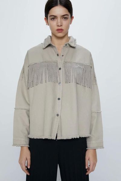 2020 spring summer european cotton tassel zaraing women jeans jacket coat sheining vadiming female jacket mink color cdc9629, Black;brown
2020 spring summer european cotton tassel zaraing women jeans jacket coat sheining vadiming female jacket mink color cdc9629, Black;brown