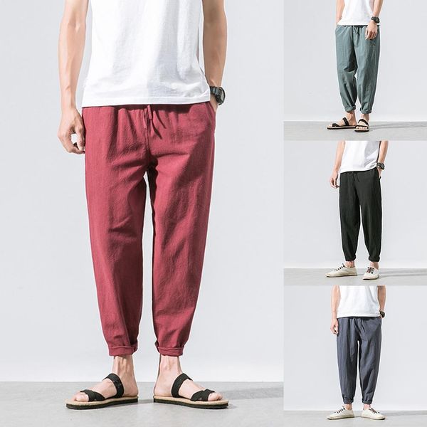 men sport casual solid color cotton linen trousers baggy ankle length cuffs harem jogger sweatpants kg-41, Black
men sport casual solid color cotton linen trousers baggy ankle length cuffs harem jogger sweatpants kg-41, Black