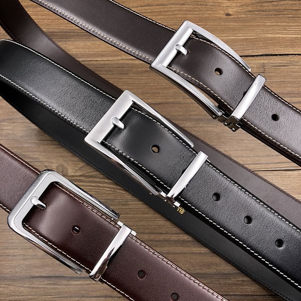 3 men's alloy buckle leather leather fashion belt pin pin grade belt, Black;brown
3 men's alloy buckle leather leather fashion belt pin pin grade belt, Black;brown