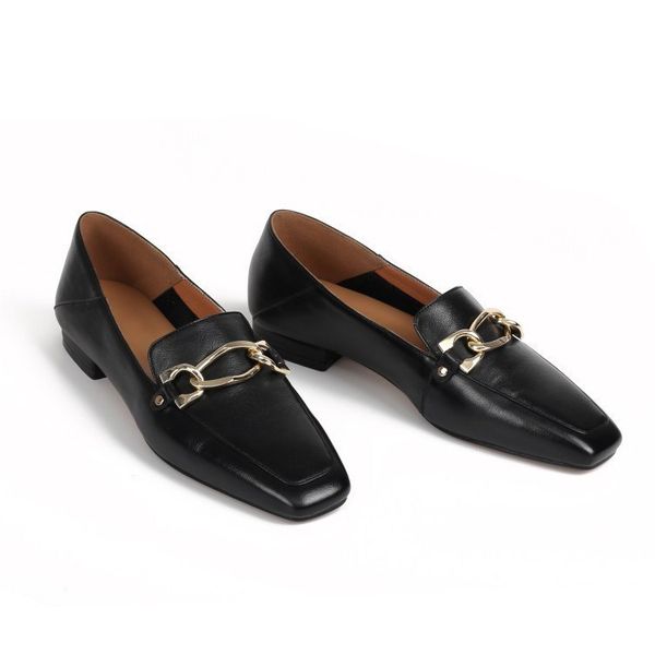 2020 metal chain shoes genuine leather low heel double purpose casual loafers autumn fashion women's shoes, Black
2020 metal chain shoes genuine leather low heel double purpose casual loafers autumn fashion women's shoes, Black