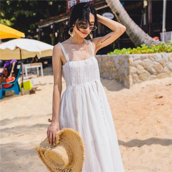 female elegant lace patchwork empire dresses summer women's dresses strapless slim spaghetti strap sleeveless white long dress
female elegant lace patchwork empire dresses summer women's dresses strapless slim spaghetti strap sleeveless white long dress