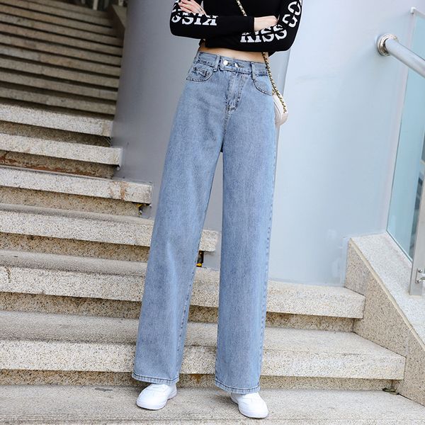 2020 summer autumn vintage high waist slim straight loose ladies trousers full length button pockets pants women, Blue
2020 summer autumn vintage high waist slim straight loose ladies trousers full length button pockets pants women, Blue