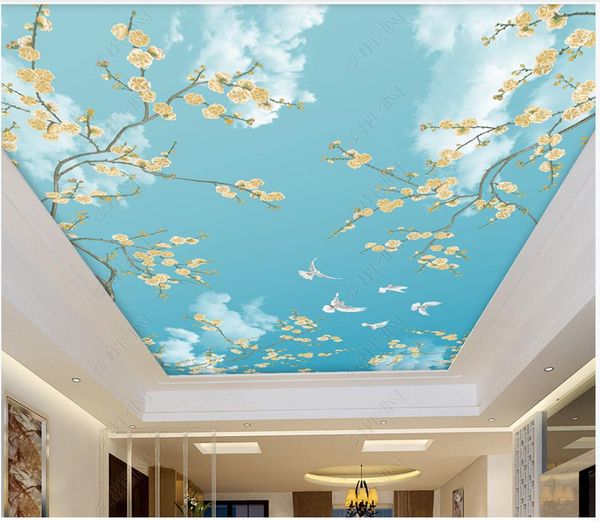 custom ceiling murals wallpapers 3d zenith mural hand-painted flowers, birds, blue sky, white clouds, and white dove villa ceiling wallpaper
custom ceiling murals wallpapers 3d zenith mural hand-painted flowers, birds, blue sky, white clouds, and white dove villa ceiling wallpaper