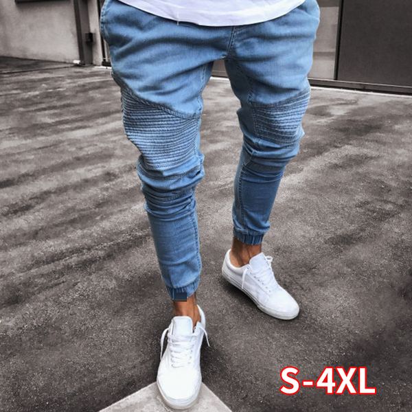 мужской эластичного ripped узких байкеров джинсы разрушаемого slim fit denim брюки мужские эластичный пояс шаровары мужчины jogger одежда, Blue
мужской эластичного ripped узких байкеров джинсы разрушаемого slim fit denim брюки мужские эластичный пояс шаровары мужчины jogger одежда, Blue