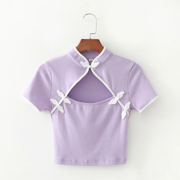 2020 new design collar hollow chest-wrapped short-sleeved t-shirt cheongsam cheongsam t-shirt ins internet celebrity women's top, White
2020 new design collar hollow chest-wrapped short-sleeved t-shirt cheongsam cheongsam t-shirt ins internet celebrity women's top, White