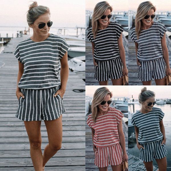 women striped casual loose playsuit short sleeve daily playsuit office summer beach holiday jumpsuit body trouser short romper, Black;white
women striped casual loose playsuit short sleeve daily playsuit office summer beach holiday jumpsuit body trouser short romper, Black;white