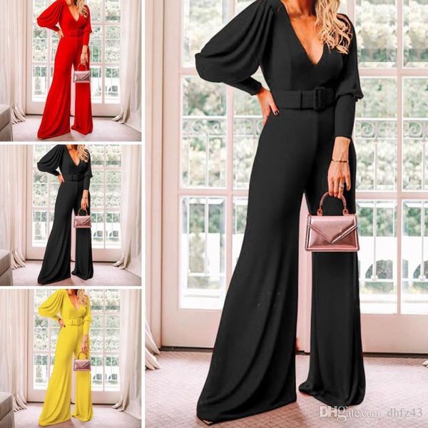 women solid color deep v neck high waist jumpsuit casual pants clubwear outfit, Black;white
women solid color deep v neck high waist jumpsuit casual pants clubwear outfit, Black;white