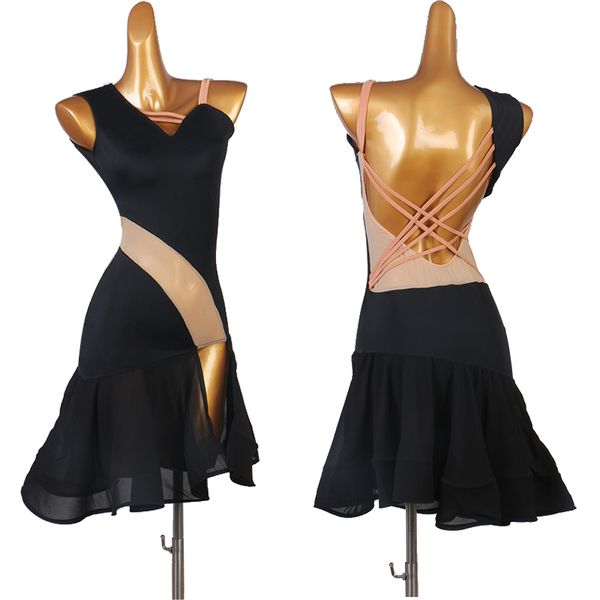 women latin dance dress new split-point salsa rumba chacha dance practice clothes, Black;red
women latin dance dress new split-point salsa rumba chacha dance practice clothes, Black;red