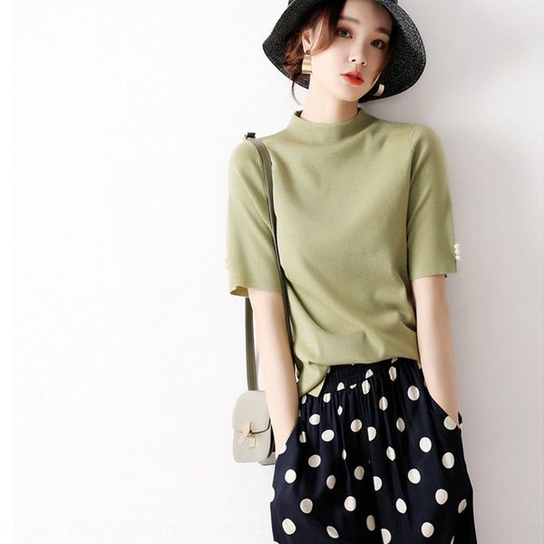 give you a look round neck half sleeve flashing 16-pin four-pin pearl buckle pearl buckle half sleeve half-high collar sweater, White
give you a look round neck half sleeve flashing 16-pin four-pin pearl buckle pearl buckle half sleeve half-high collar sweater, White