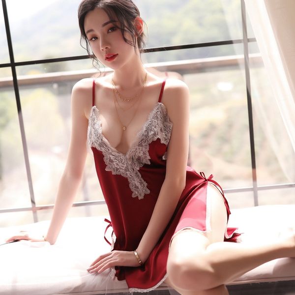 rntp1 yixiangman underwear women's sling pajamas underwear pajamas suspender lace hollow-out nightdress silk high split embroidery, Black;white
rntp1 yixiangman underwear women's sling pajamas underwear pajamas suspender lace hollow-out nightdress silk high split embroidery, Black;white