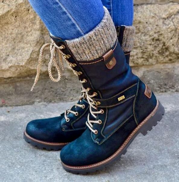 2020 women mid-calf boots gladiator chunky low heels winter snow warm shoes booties vintage pu leather lace up shoe botas mujer, Black
2020 women mid-calf boots gladiator chunky low heels winter snow warm shoes booties vintage pu leather lace up shoe botas mujer, Black