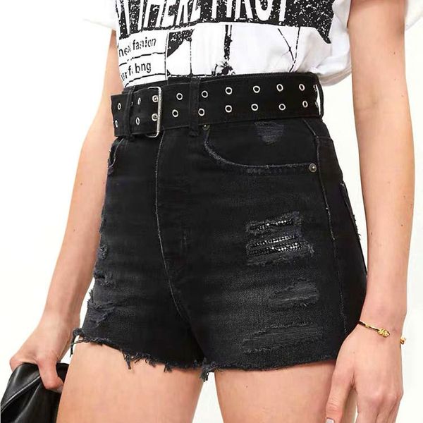 new fashion women's denim shorts high waist holes sequins wide leg tassel short jeans pants with sashes, Blue
new fashion women's denim shorts high waist holes sequins wide leg tassel short jeans pants with sashes, Blue