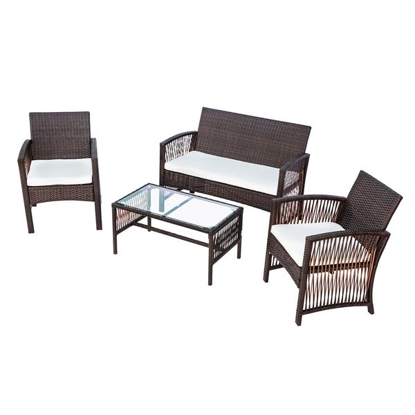 4 piece rattan garden furniture set with cushions, patio conservatory indoor outdoor coffee table couch chair sofa with tempered glass top
4 piece rattan garden furniture set with cushions, patio conservatory indoor outdoor coffee table couch chair sofa with tempered glass top