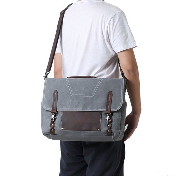 briefcases oil wax canvas waterproof handbag leather stitching one-shoulder diagonal lapbag fashion men's
briefcases oil wax canvas waterproof handbag leather stitching one-shoulder diagonal lapbag fashion men's