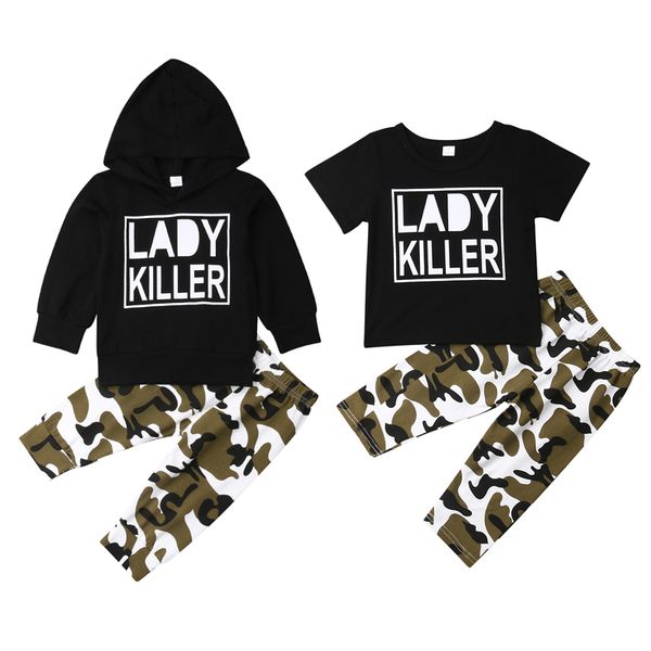 2020 newborn baby boys girls clothes setslong sleeve letter laddy killer hooded /t-shirt + camo pants outfits 2pcs set 0-24m, White
2020 newborn baby boys girls clothes setslong sleeve letter laddy killer hooded /t-shirt + camo pants outfits 2pcs set 0-24m, White