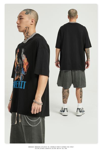 be men's wear spring and summer 2020 new retro burning moth dark tide brand high street euro american asian short sleeve t-shirt, White;black
be men's wear spring and summer 2020 new retro burning moth dark tide brand high street euro american asian short sleeve t-shirt, White;black