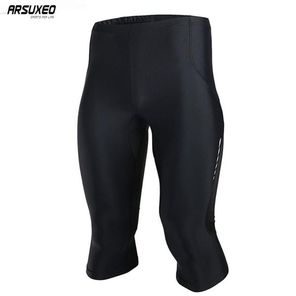 arsuxeo men's sports 3/4 running pants compression tights base layer training workout clothes fitness pants reflective p703, Black;blue
arsuxeo men's sports 3/4 running pants compression tights base layer training workout clothes fitness pants reflective p703, Black;blue