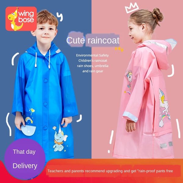 kindergarten poncho boy school belt suit girl bag raincoat raincoat pupil cloak cloak thickened children, Red;brown
