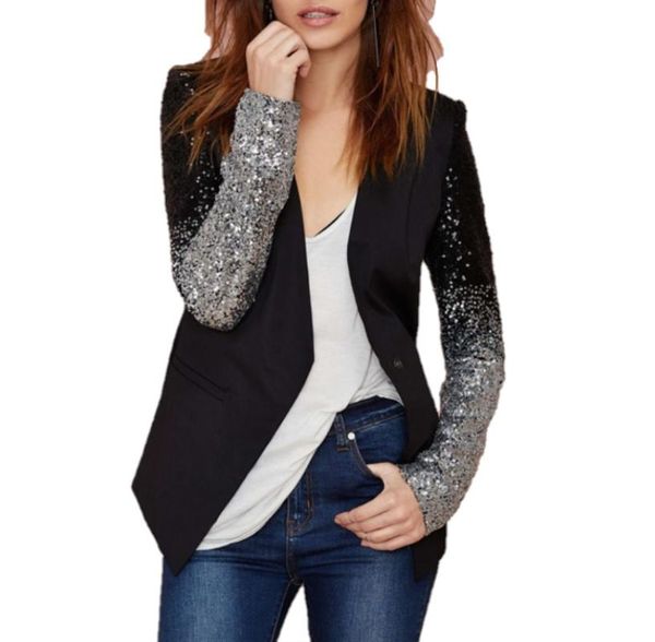 women's suits & blazers sequined suit blazer womens plus sizes long sleeve black turn-down collar jacket outerwear solid slim casual, White;black
women's suits & blazers sequined suit blazer womens plus sizes long sleeve black turn-down collar jacket outerwear solid slim casual, White;black