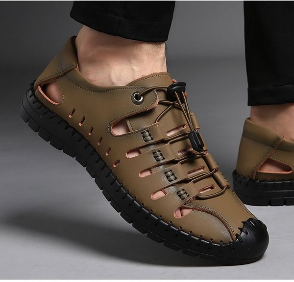summer men's breathable flat casual sandals hollow out lace up shoes black khaki brown k3
summer men's breathable flat casual sandals hollow out lace up shoes black khaki brown k3