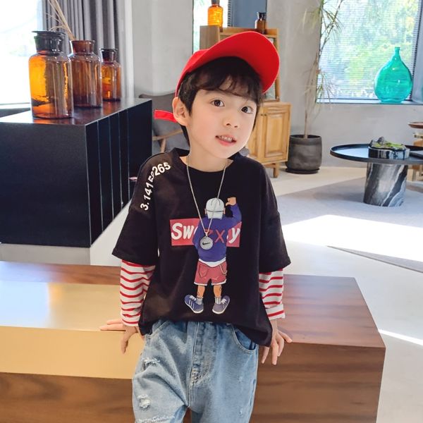 9wyrr wear boy's long-sleeved t- cotton contrast foreign t-shirt children's clothing style children's fake two-piece base shi, Blue
9wyrr wear boy's long-sleeved t- cotton contrast foreign t-shirt children's clothing style children's fake two-piece base shi, Blue